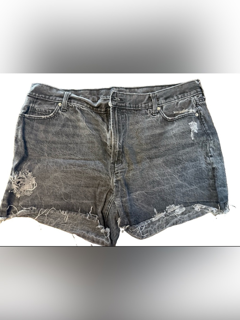 Old Navy Size 20 Black Distressed Denim Cutoff Shorts High Rise Grunge Y2K